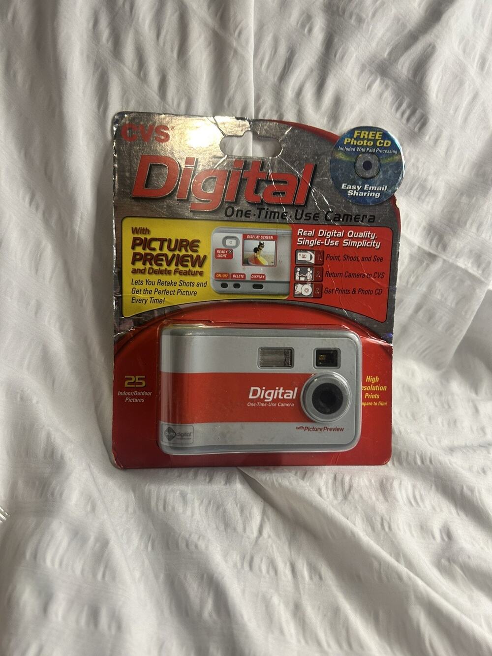Digital Camera One Time Use Cvs 25 Indoor Outdoor Picture Preview Delete Feature